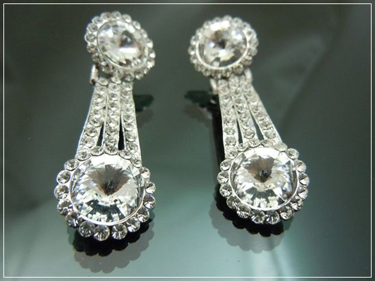 Vintage Snow Princess Perfect Bridal Earring Crystal  