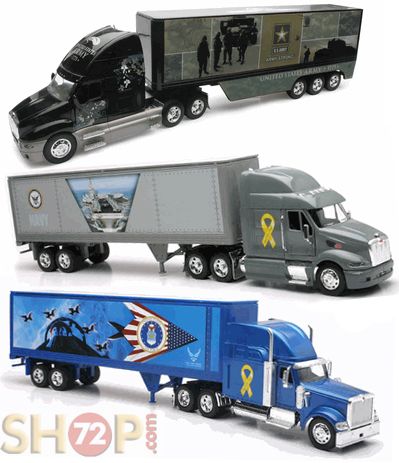 AMRY AIR FORCE NAVY COMBO TRUCKS TRAILER SEMI LONG HAULER DIECAST 