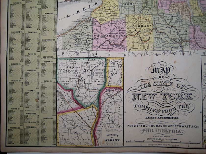 1854 Cowperthwait Map of the State of New York  double  