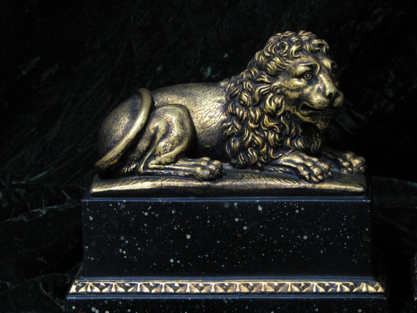 SUPERB VINTAGE BORGHESE LION BOOKENDS STATUES  