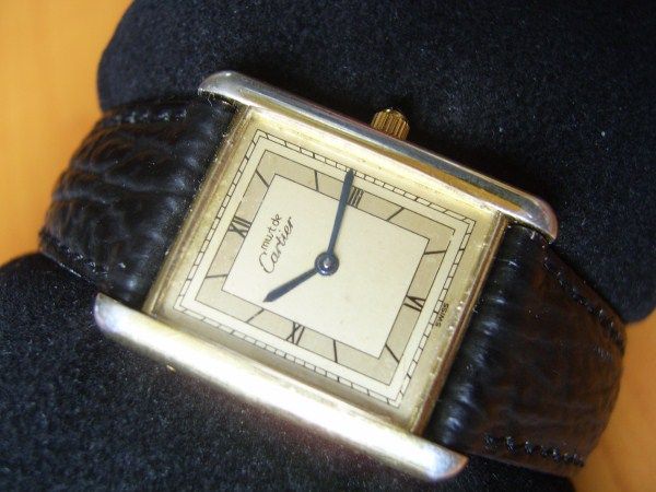   80S MUST DE CARTIER TANK VERMEIL QUARTZ CAL 81 GENTS WATCH  