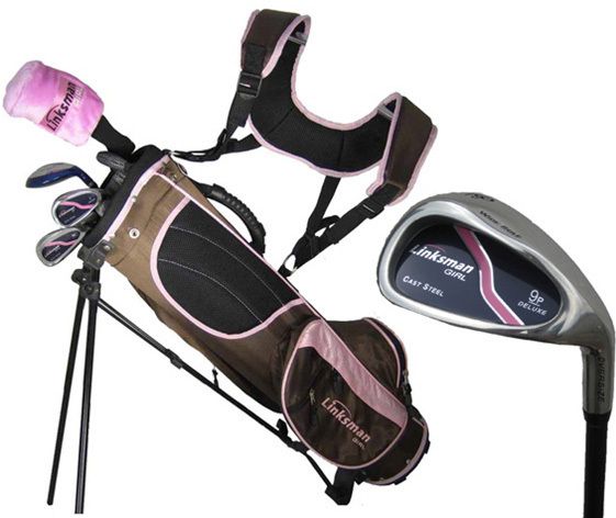   LINKSMAN GOLF X9 9 12 BROWN PINK JUNIOR KIDS CLUB SET + CHILDRENS BAG