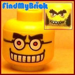 H062A Lego Mad Scientist Head Dual Sided Pattern   NEW  