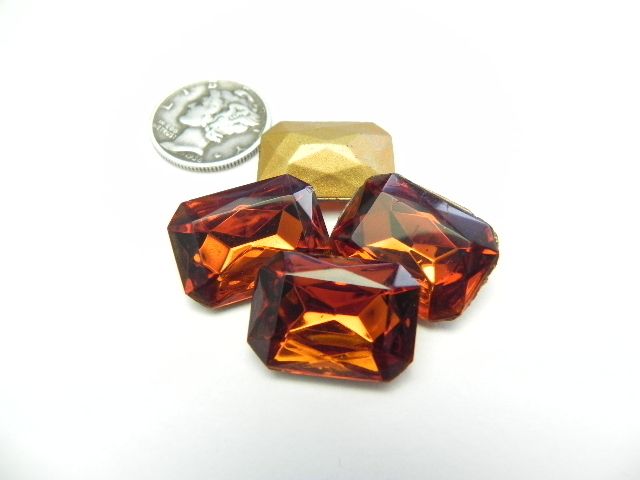 VINTAGE CZECH MADEIRA TOPAZ GF 18X13MM GLASS STONE  