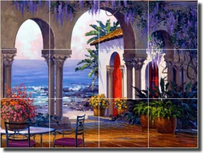 Senkarik Seascape Courtyard Art Ceramic Tile Mural  