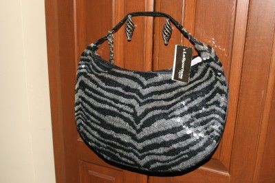 LeSportsac Remix Large Studio Black Sequin Zebra Bag  