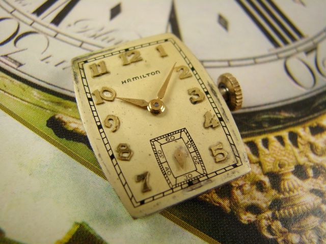 RARE 14K GOLD FL HAMILTON CURVEX ART DECO MENS DRESS WATCH VINTAGE 