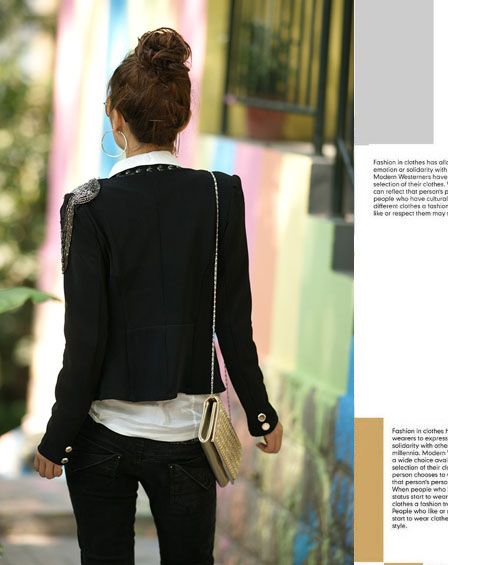 New Temperament Coat Black Leisure Long sleeved Slim Small Suit Jacket 