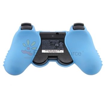   Blue Rubber Skin Gel Soft Case Cover For Sony PS3 Controller  