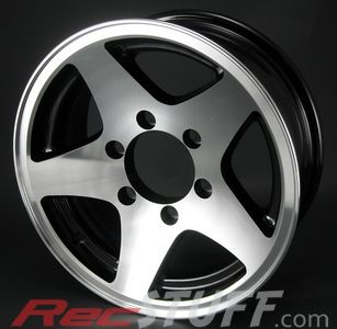 15X6 6/5.5 (6 Bolt) Aluminum 5 Star Trailer Wheel   BLK  