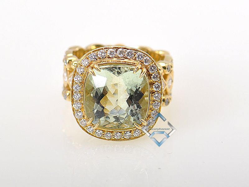 Doris Panos 18K Yellow Gold Diamond Beryl Ring  