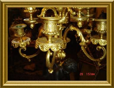   SUPERB HUGE LOUIS XVI STYLE GILT BRONZE 8 LIGHT CANDELABRAS PAIR