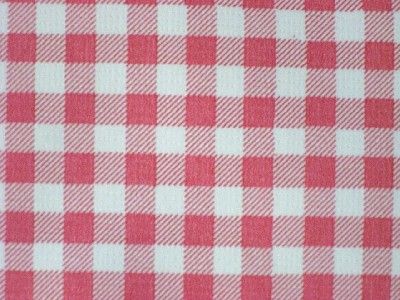 PINK GINGHAM CHECK RETRO OILCLOTH VINYL SEW FABRIC BTY  
