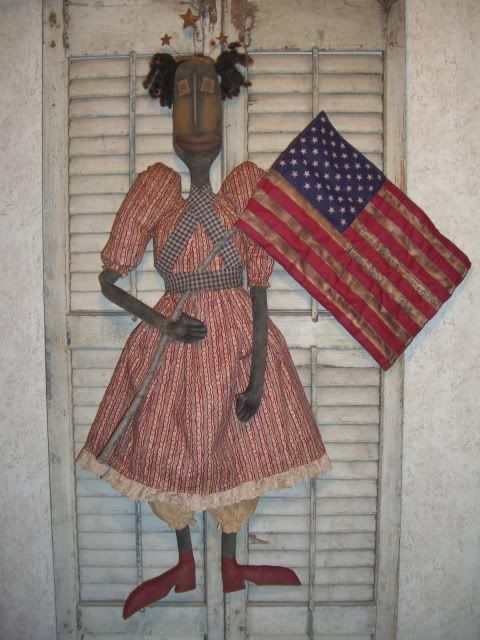 Primitive Grungy Folk Art HUGE 45 Blessed Lady Liberty Doll ~ PSAH 