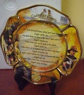 Bradford Firemans Plate Guardian Angel Bless Heroes  