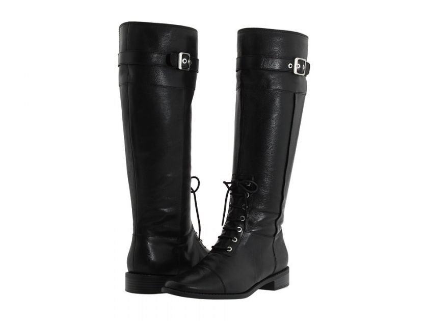 Anne Klein Womens Caryn Black Leather Boot  