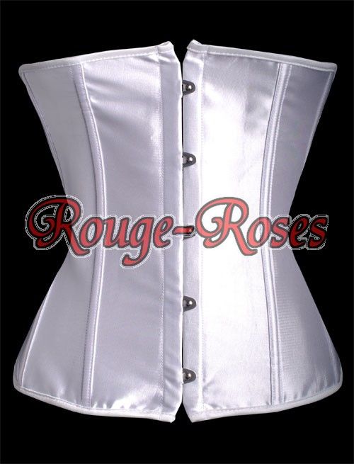 Sexy White French Satin Underbust CORSET Bustier S 6XL g546_w