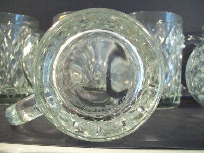 VINTAGE PAUL SEBASTIAN CRYSTAL CRISSCROSS GLASS MUG SET OF 6 WITH BOX 