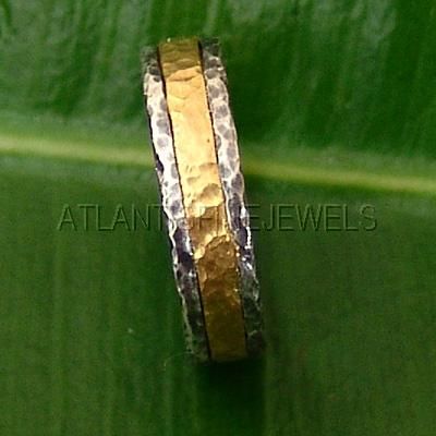   GOLD &STERLING SILVER DESIGNER WEDDING BAND RING BY OMER (22K)  