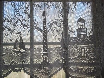   LACE VALANCE SWAG WINDOW CURTAIN LIGHTHOUSE BOAT HOUSE 60 X 24 WWSL646