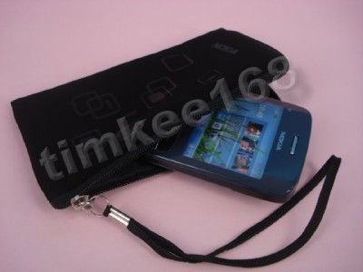 Black Zip Velvet Pouch Case for Nokia 2630, 2680  