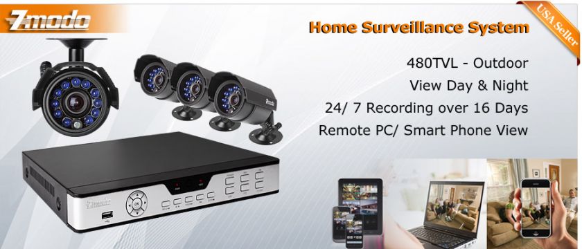   4CH CCTV Security Outdoor Camera DVR System 500GB 846655003511  