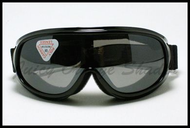 ALL Winter Sports SNOWBOARD SKI GOGGLES Shatter Proof BLACK/BLACK LENS 