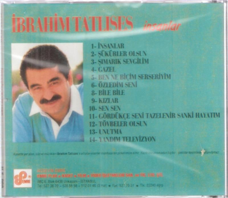 IBRAHIM TATLISES 2006 Insanlar, Gazel, Sen, Turkish CD 821838455424 