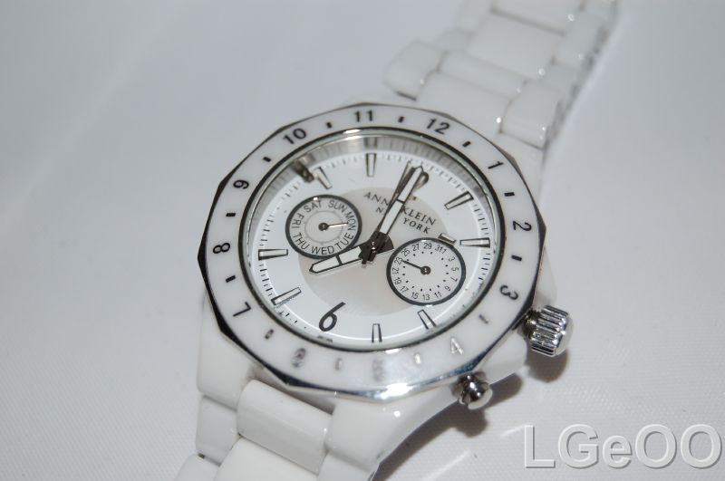 Anne Klein New York 12/1979WMWB Ladies White Ceramic Wrist Watch AS IS 