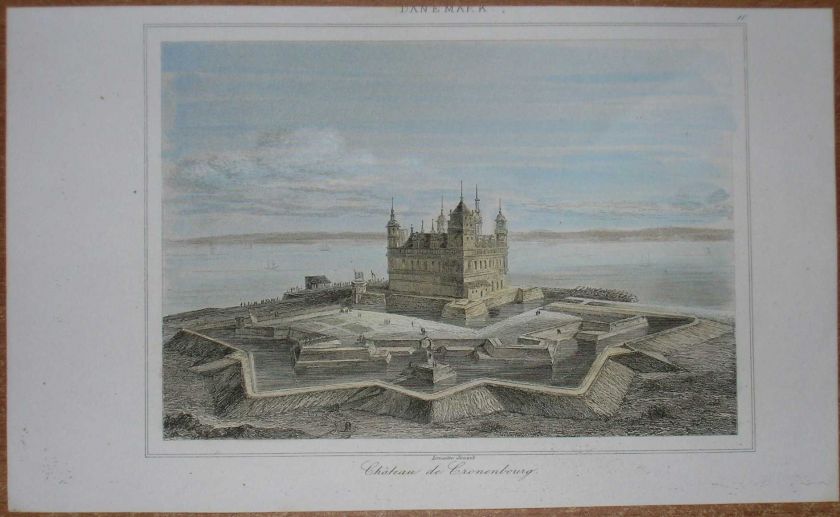 1846 print KRONBORG CASTLE, ELSINORE, DENMARK (10)  