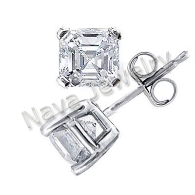 00 Ct. Asscher Cut Diamond Stud Earrings  