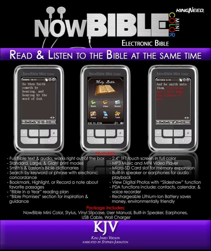 KJV NowBible Mini Color Audio Visual Reader Now Bible Electronic  