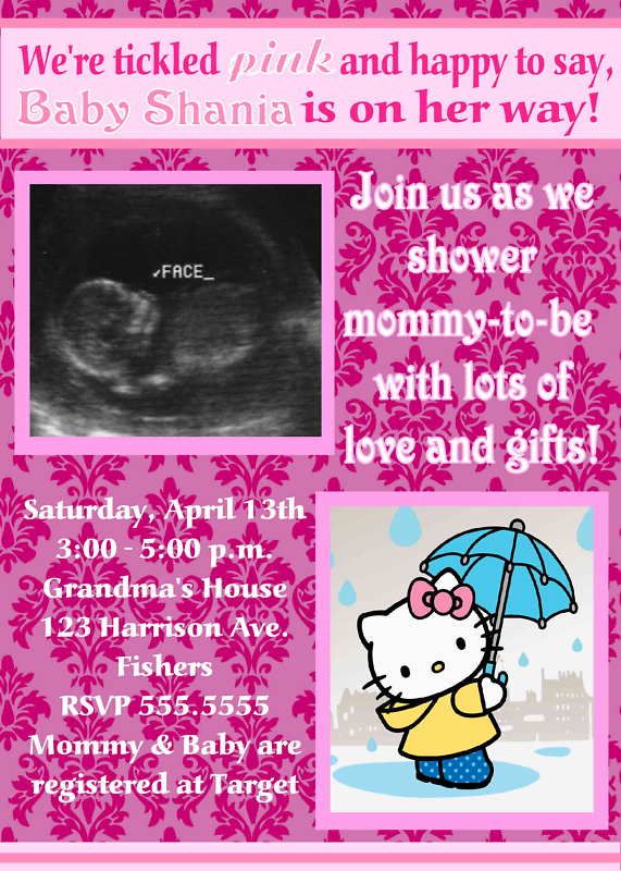 Hello Kitty Ultrasound Baby Shower Invitation  