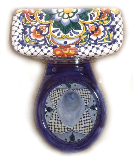 Mexican BATHROOM   toilet, talavera sink & accessories  