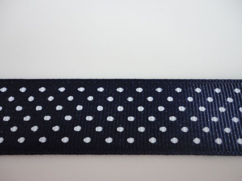 Grosgrain Ribbon White on Black Polka Swiss Dot 1in 3YD  