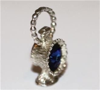 Vintage Sterling Silver BLUE CRYSTAL LANTERN LAMP LIGHT Charm  