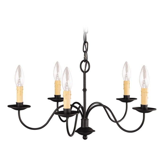 NEW 5 Light Colonial Candelabra Chandelier Lighting Fixture, Black 