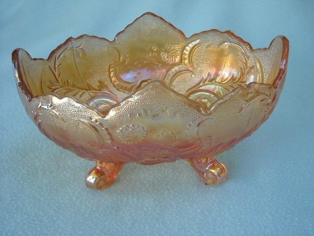 Carnival Glass Bowl Vintage Centerpiece 10 Footed  