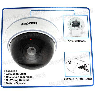 Fake Dummy Dome CCTV Security Camera Red Shinning Cam  