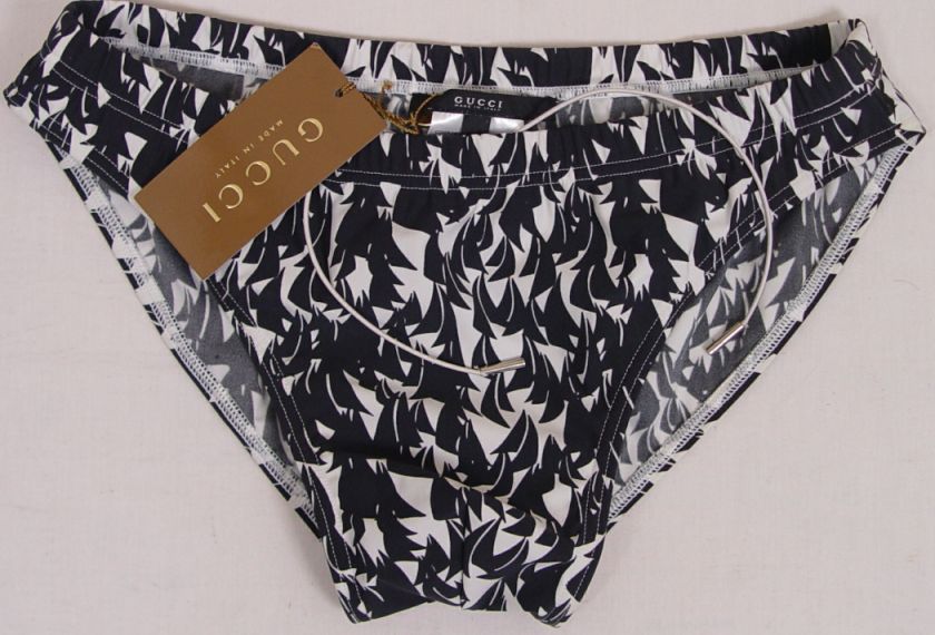 GUCCI SWIMSUIT $295 BLACK COUTURE SWIM BREIFS BEACHWEAR BATHING SLIP 