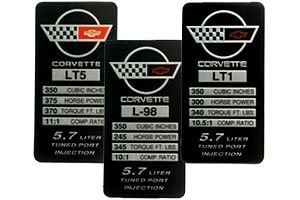 C4 CORVETTE ENGINE ID SPEC DATA PLATES LT1 LT4 LT5 L98  