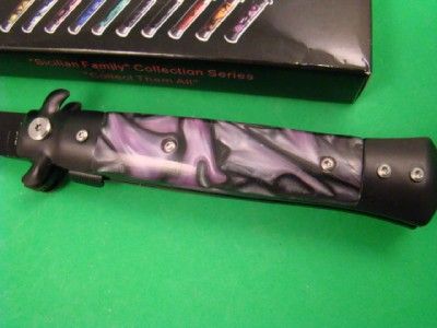 SS Sicilian toothpick Assist Open Purple Swr Hdl Pocket Knife L 768 