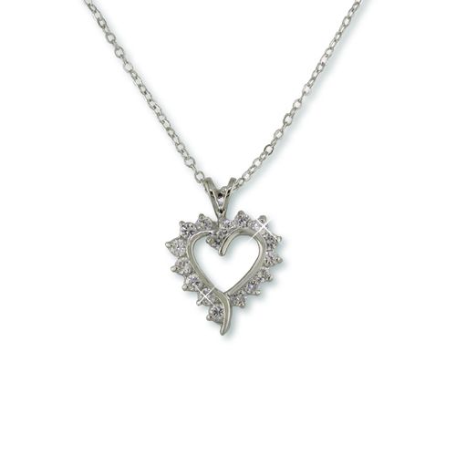 CLASSIC CUBIC ZIRCONIA FLOATING HEART PENDANT NECKLACE  