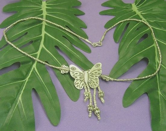   THAI KAREN Hill TRIBE SILVER Handmade Custom BUTTERFLY Necklace  