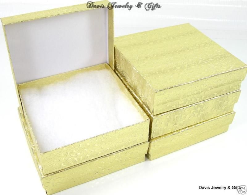 New Boxes Wholesale LOT of 10 Jewelry Gift Gold Foil Large Cotton 