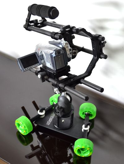 cage + Skater wheel mini dolly quick release for dslr video hv20 