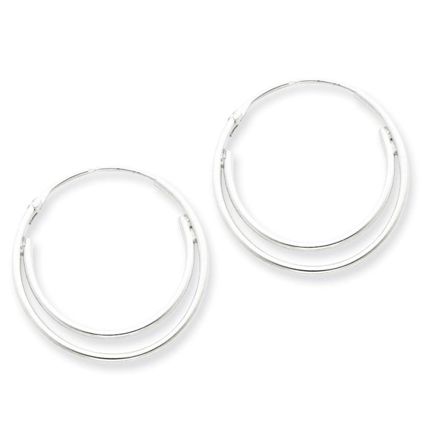 LADIES STERLING SILVER DOUBLE HOOPS ENDLESS EARRINGS  