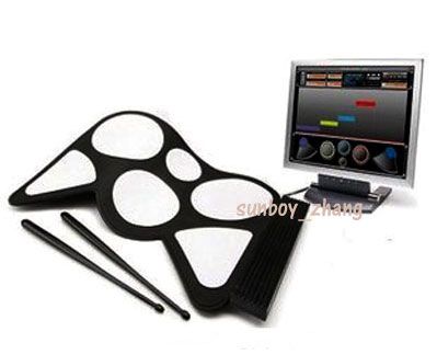 USB Digital PC Desktop Roll Up Drum Pad Kit DrumStick  