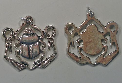 Egyptian Scarab w/ Knots Of Isis Jewelry Pendant Silver SALE Was $10 