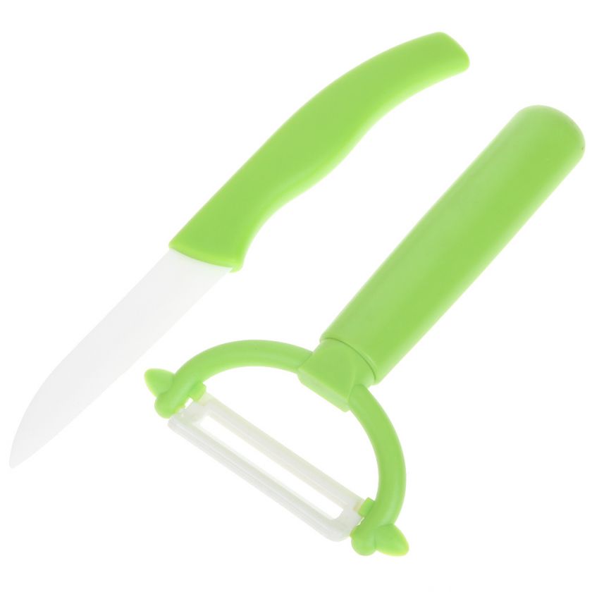 NEW 3 Chic Chefs Horizontal Ceramic Knife + Peeler Set  